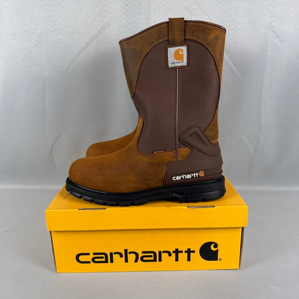 Carhartt 11" Wellington Boots Mens 10 M Brown Leather Waterproof CMP1100 New NIB